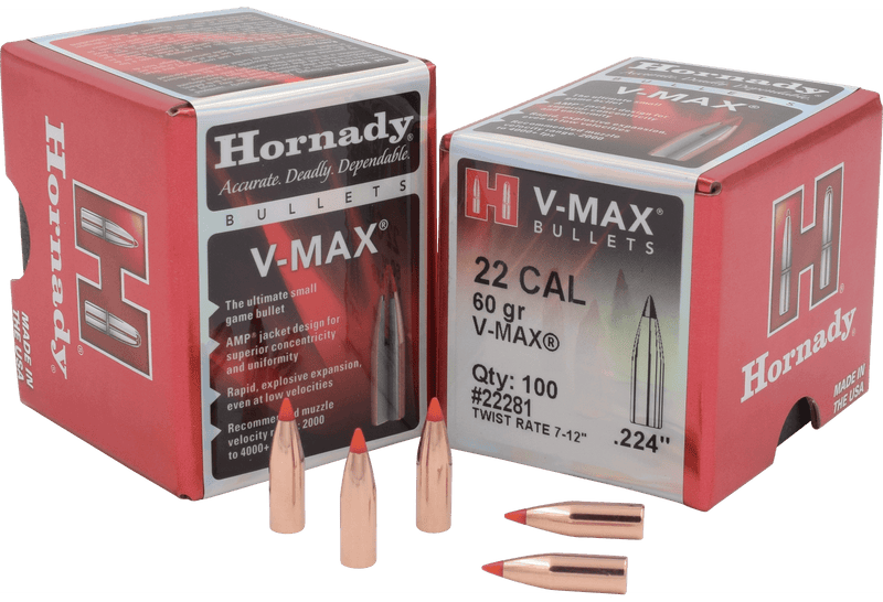 Load image into Gallery viewer, Hornady - .22 Caliber (0.224") - 60gr - V-Max - (100 ct)