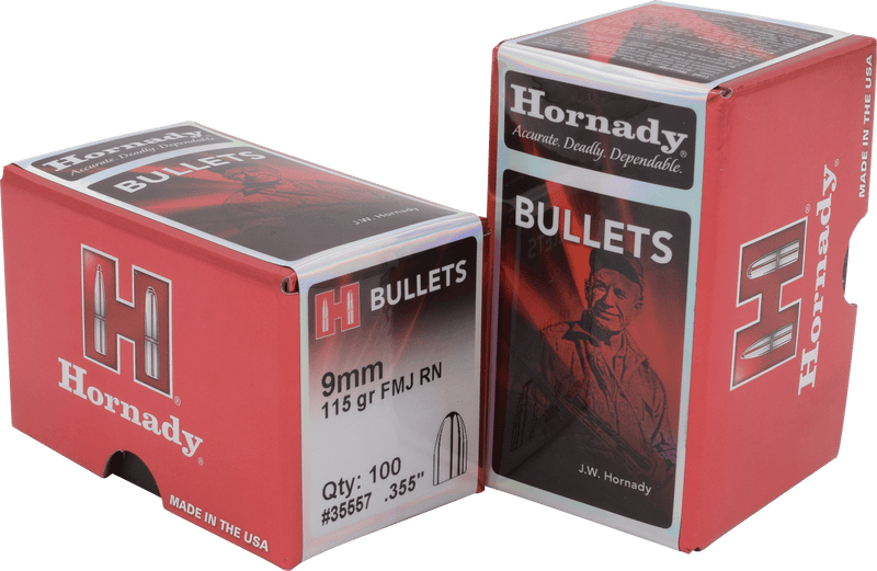 Load image into Gallery viewer, Hornady - 9mm (0.355&quot;) - 115gr - FMJ/RN - (100 ct)
