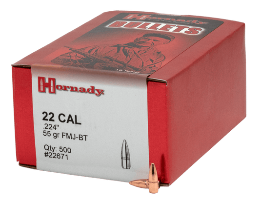 Hornady - .22 Caliber (0.224") - 55gr - FMJ w/Cannelure - (100 ct)