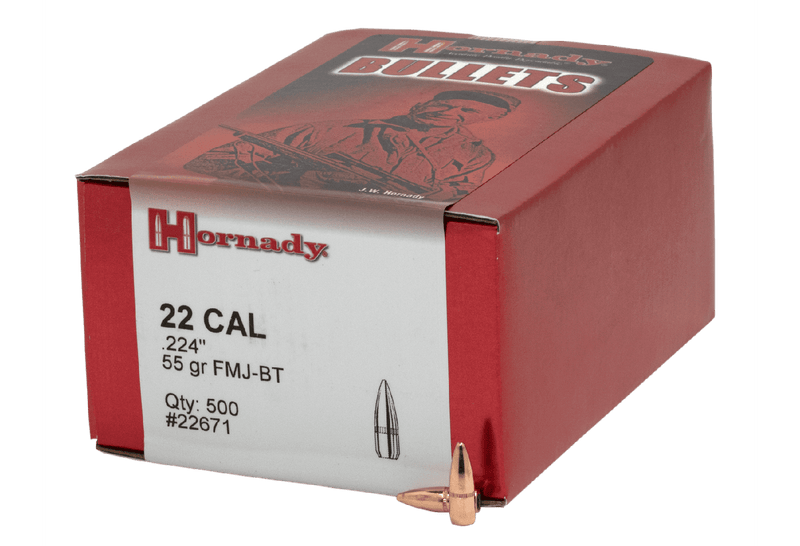 Load image into Gallery viewer, Hornady - .22 Caliber (0.224&quot;) - 55gr - FMJ w/Cannelure - (500 ct)
