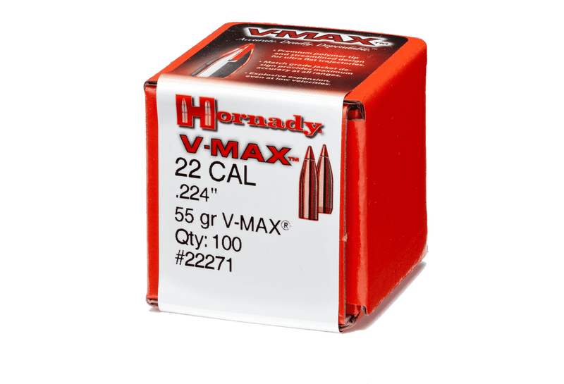 Load image into Gallery viewer, Hornady - .22 Caliber (0.224&quot;) - 55gr - V-Max - (100 ct)
