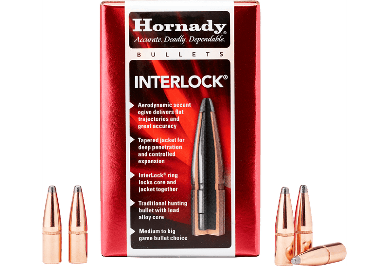 Load image into Gallery viewer, Hornady - .30 Caliber (0.308&quot;) - 180gr InterLock® SP - (100 ct)
